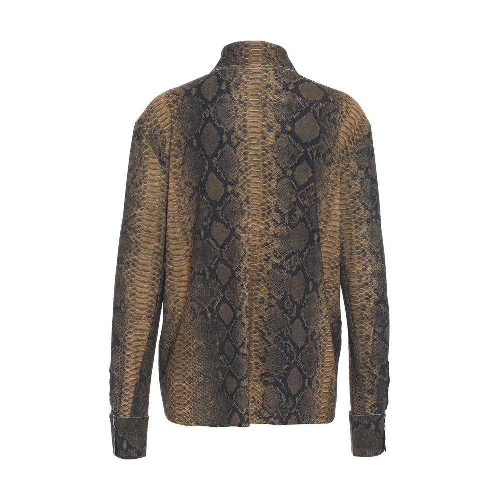 Norma Kamali Gele Stand Blouse Python Effect Brown Dames
