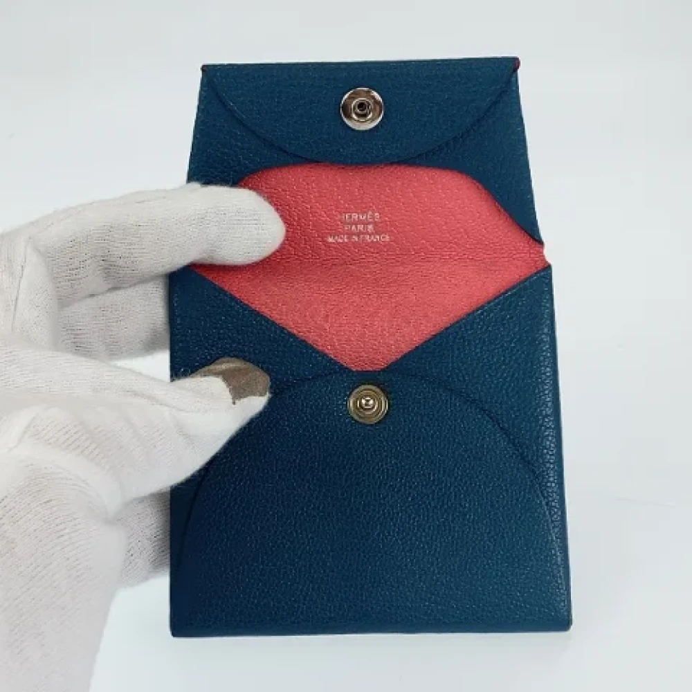 Hermès Vintage Pre-owned Leather wallets Blue Dames