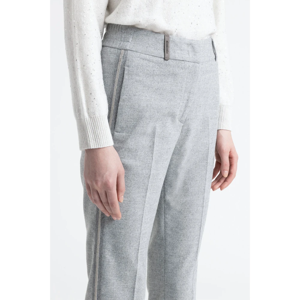 PESERICO Wol en viscose sigarettenbroek Gray Dames
