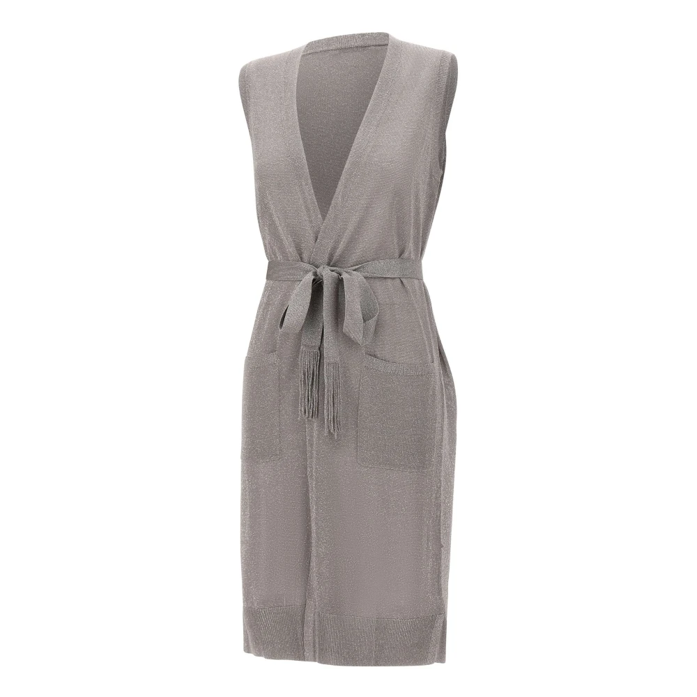 Kangra Gray Cardigans, Female, S, Lurex Long Vest