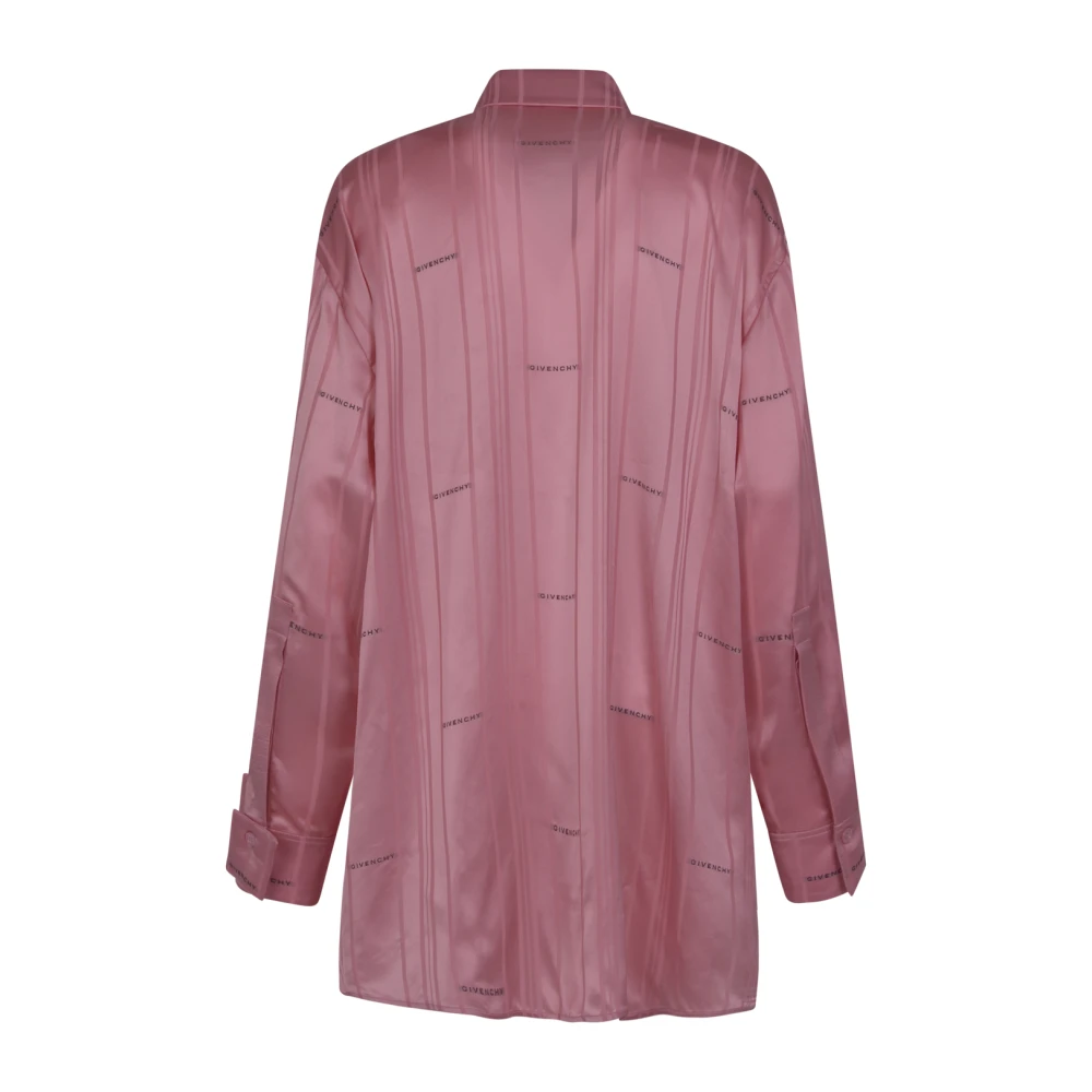 Givenchy Logo-print satijnen overhemd Pink Dames
