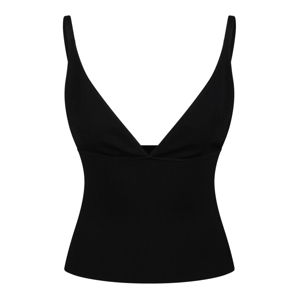 Dolce & Gabbana Geribbelde Gebreide Tanktop Black Dames