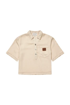 Denimblus med vida ärmar