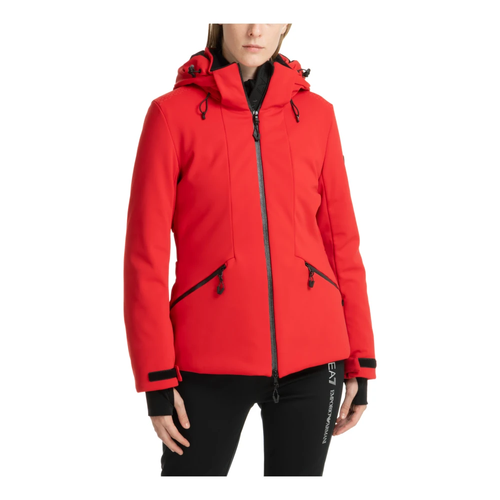 Emporio Armani EA7 7 Ski Jas met Capuchon en Logo Red Dames