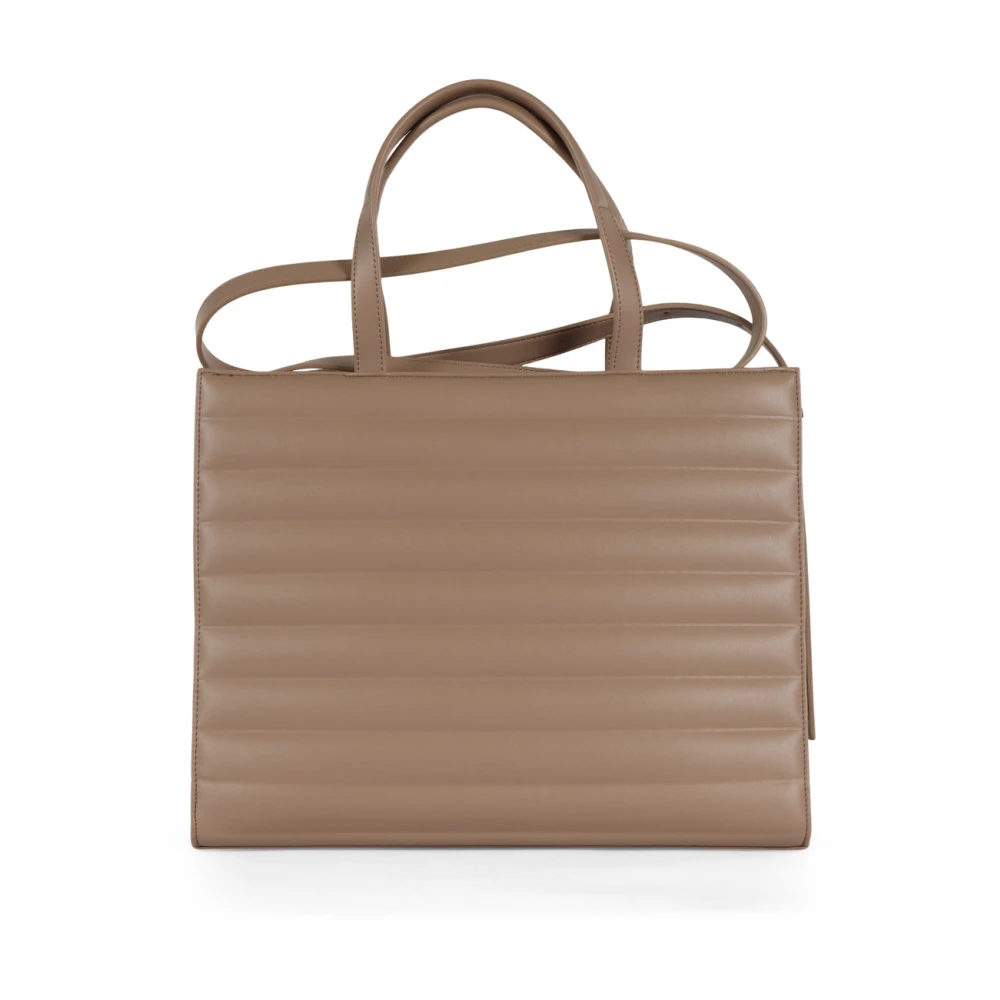 Calvin Klein Gewatteerde Eco-leren Handtas met Afneembare Riem Beige Dames
