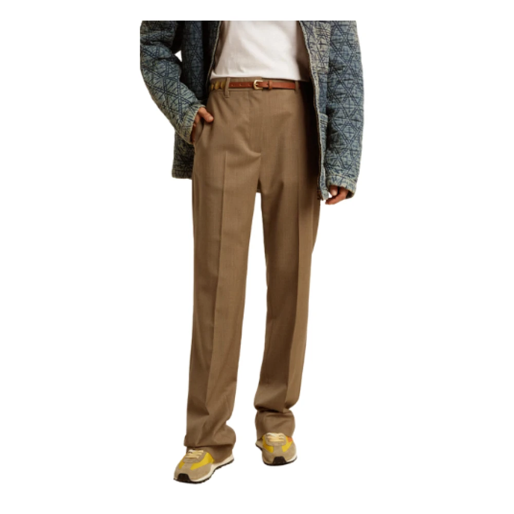 Golden Goose Tortora Straight Leg Wool Pants Brown Dames