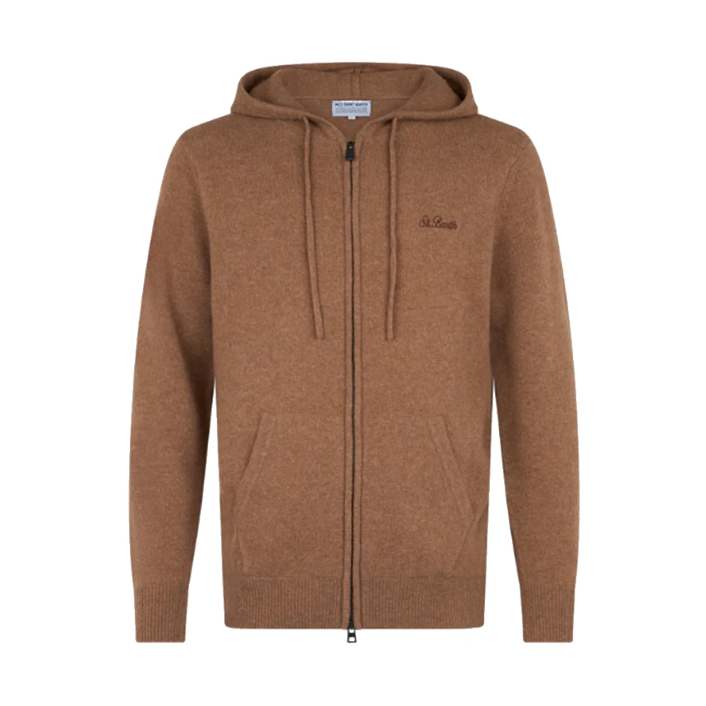 MC2 Saint Barth Wollen trui met capuchon in kameel Brown Heren