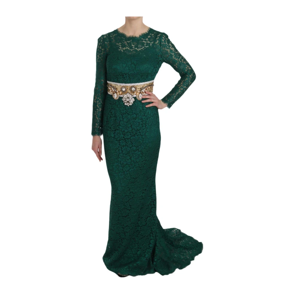 Dolce & Gabbana Crystal Gold Belt Lace Sheath Gown Dress - IT42|M - Image 2