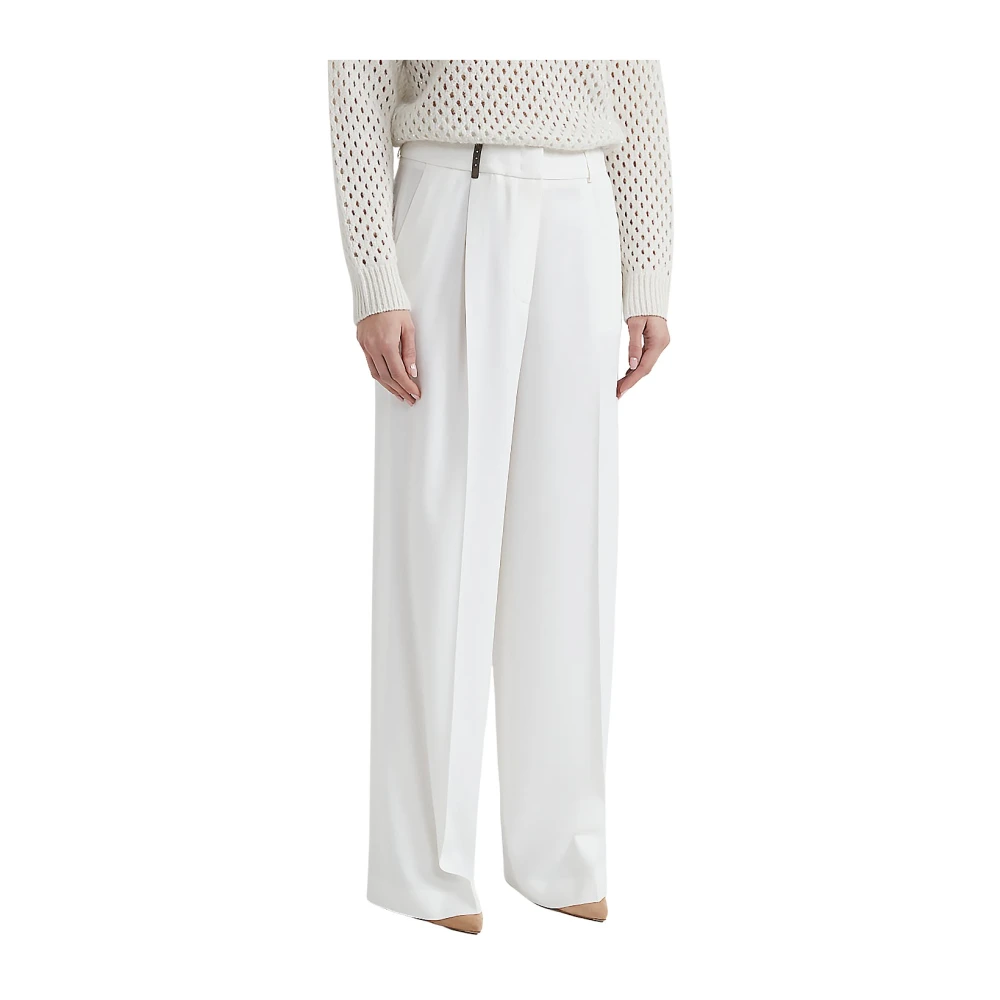 PESERICO Geplooide broek van viscose en wol White Dames