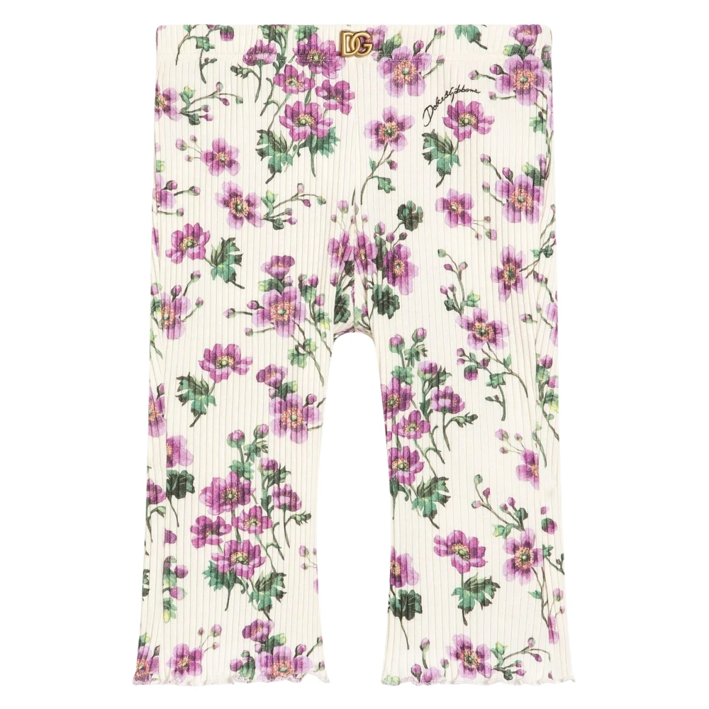 Dolce & Gabbana Girls Multicolor Leggings, 2 Y, Violets-Print Interlock Leggings