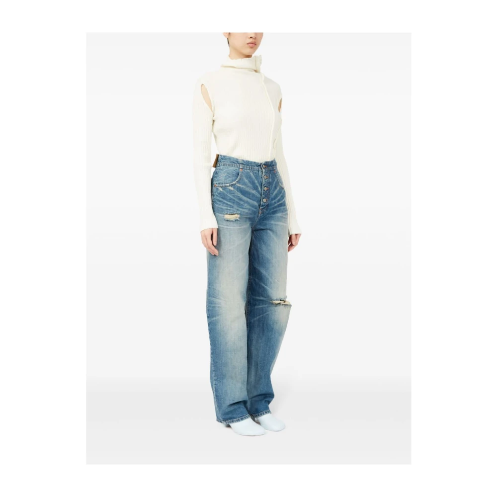MM6 Maison Margiela Blauwe Distressed Denim Jeans Blue Dames