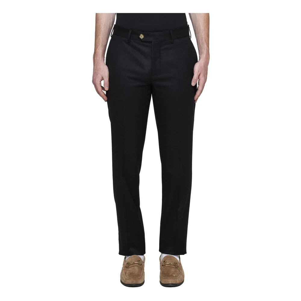 BRUNELLO CUCINELLI Zwarte Wollen Broek Rechte Pijp Black Heren