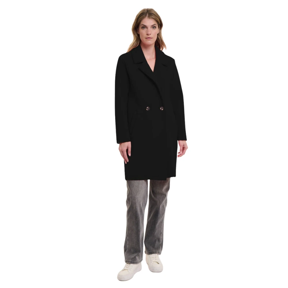 Rino&Pelle Double Breasted Coat in Danja-stijl Black Dames