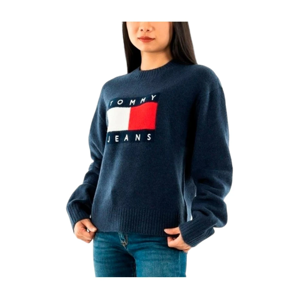 Tommy Hilfiger Melange Flag Sweater Blue Dames