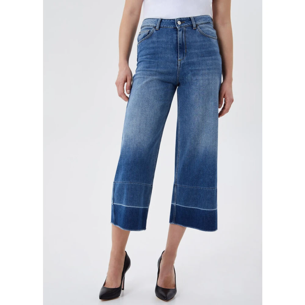 Liu Jo Wijde Pijp Denim Broek Blauw Blue Dames