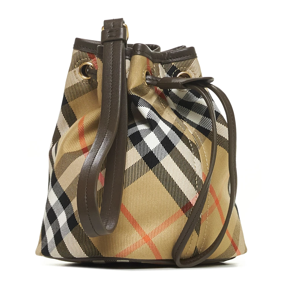 Burberry Emmertas in zandkleurig geruit canvas Beige Dames
