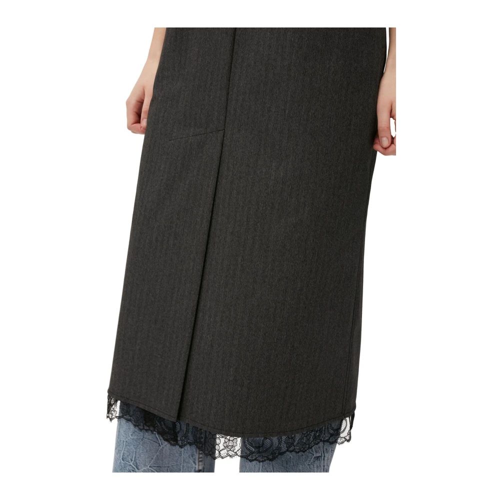 Ganni Kanten Midi Jurk Black Dames
