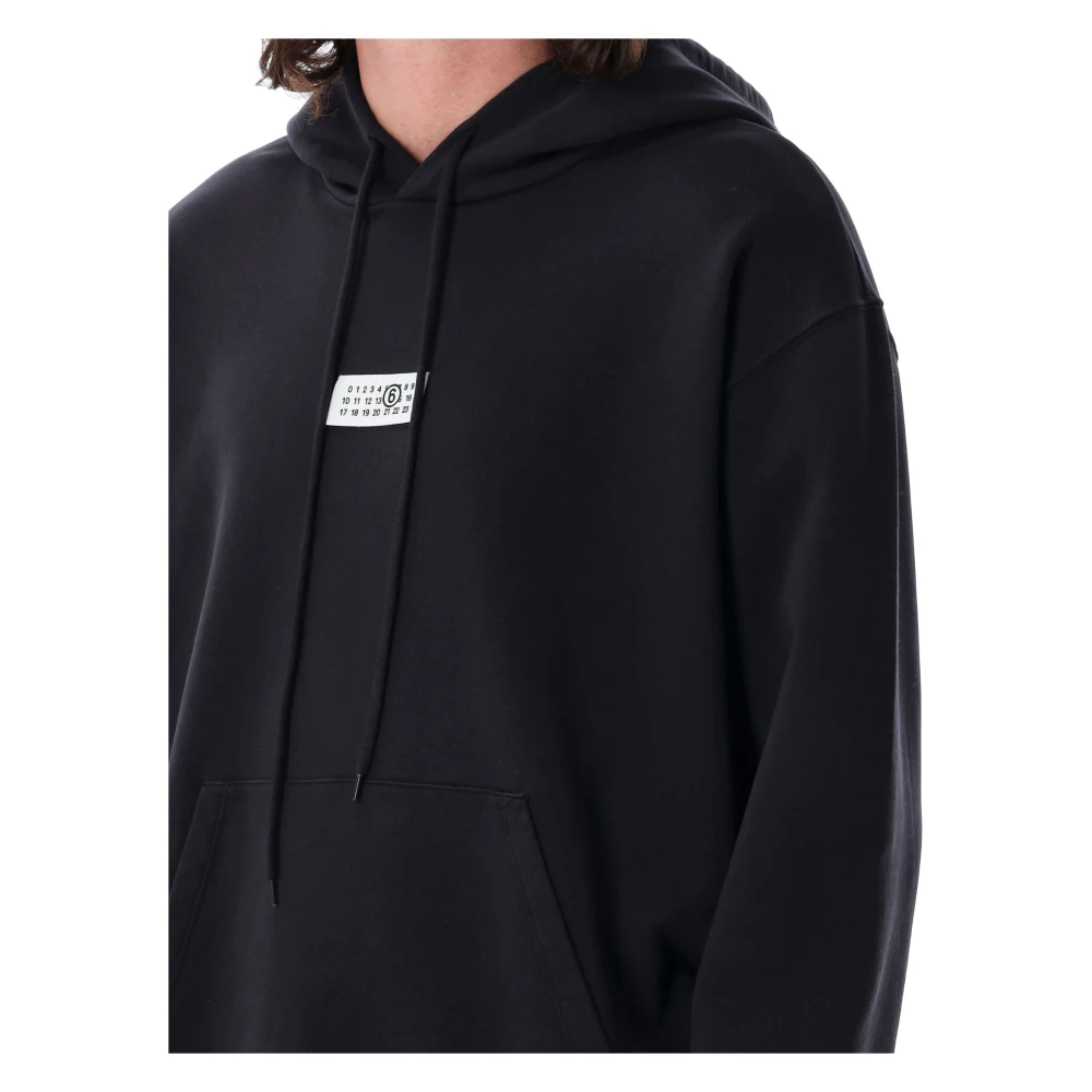MM6 Maison Margiela Zwarte Gebreide Hoodie Ss25 Black Heren