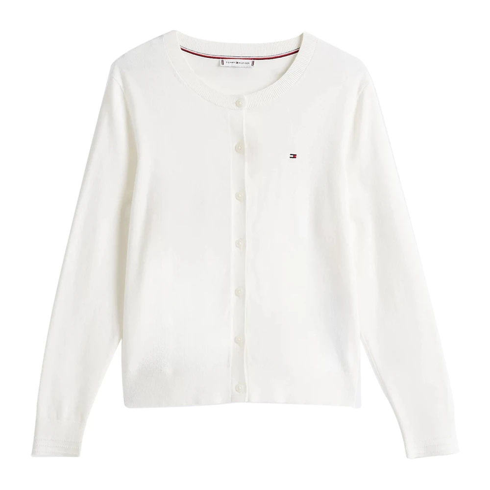 Tommy Hilfiger Women's White Cardigans,, Cotton V-Neck Cardigan Large