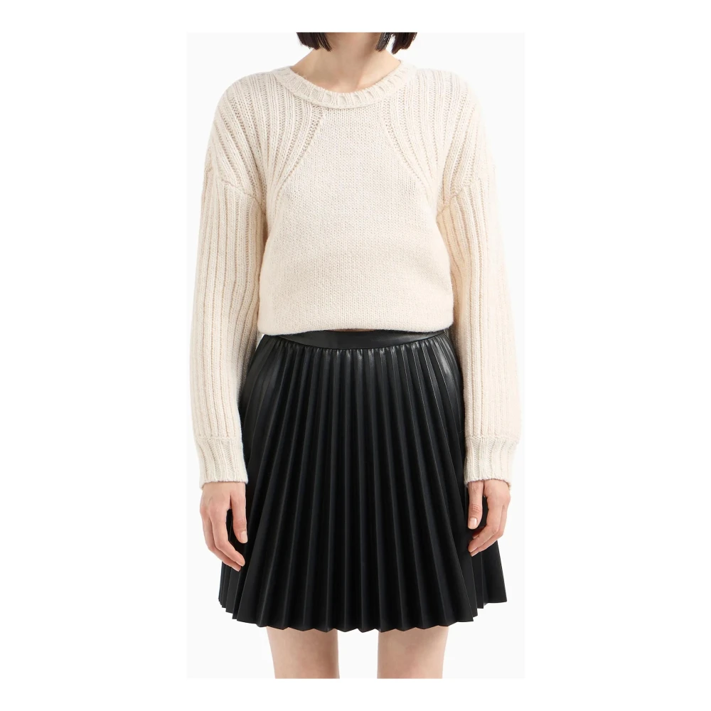 Armani Exchange Zwarte Geplooide Rok Merklogo Ritssluiting Black Dames