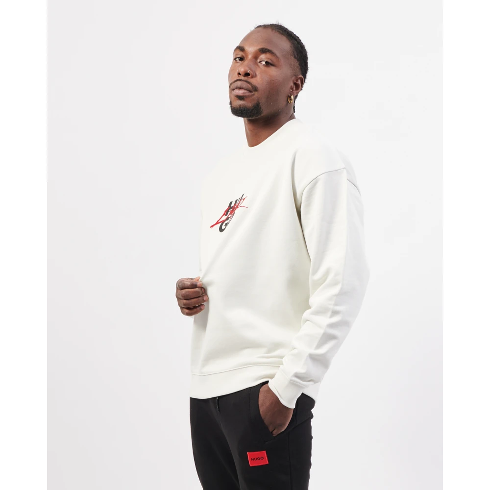 Hugo Boss Witte Sweater met Logoprint White Heren