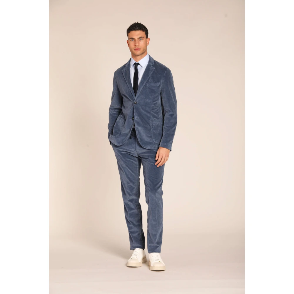Mason's Velvet 500-Stripes Regular Fit Blazer Blue Heren