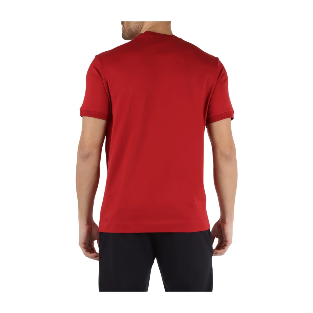 Emporio Armani Katoenen T-shirt met Voorlogo Borduurwerk Red Heren