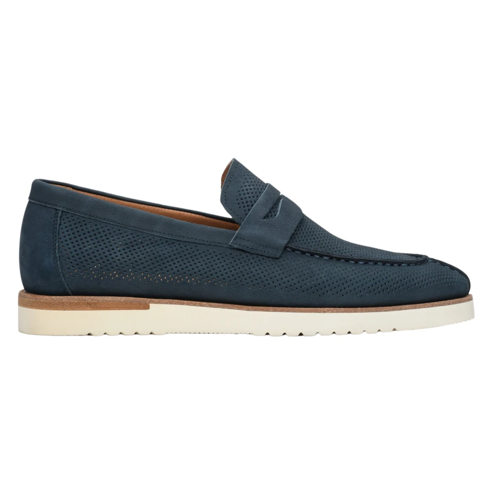 Herre Navy Blue Nubuck Penny Loafers ER00112555