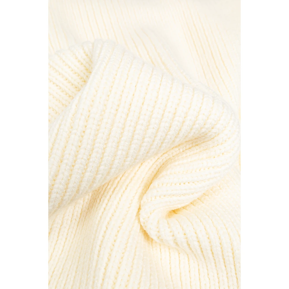 Versace Wollen sjaal met logo Beige Dames