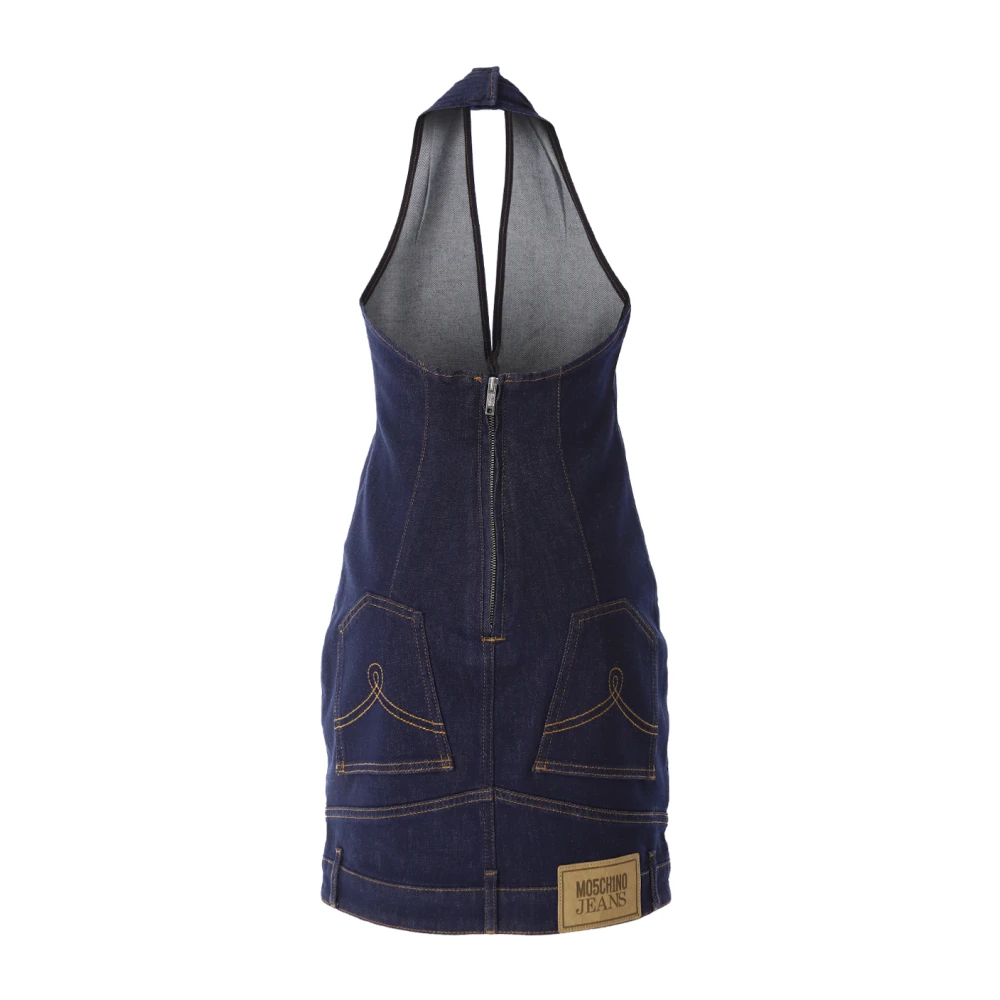 Moschino Reverso Denim Mini Jurk Blue Dames