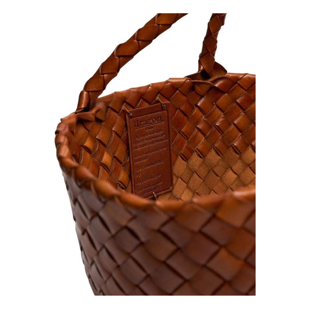 Dragon Diffusion Handgeweven Leren Winkelmand Lichtbruin Brown Dames