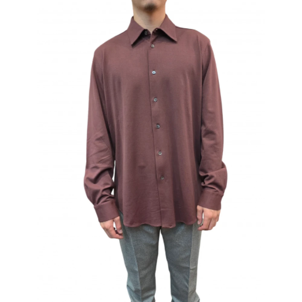 Paul Smith Jersey katoenen overhemd in wijnrood Purple Heren