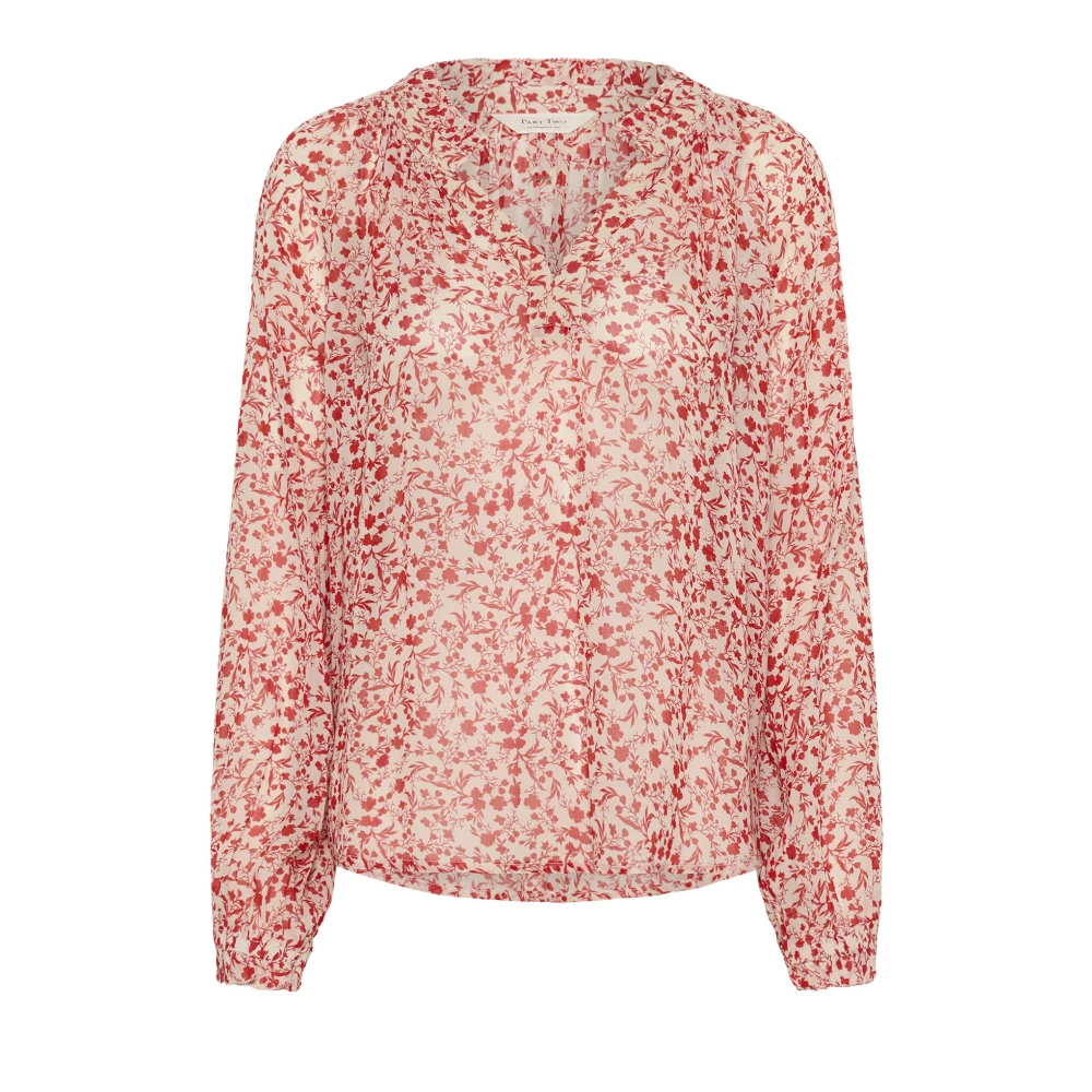 Part Two Mars Red Mini Flower Blouse Red Dames
