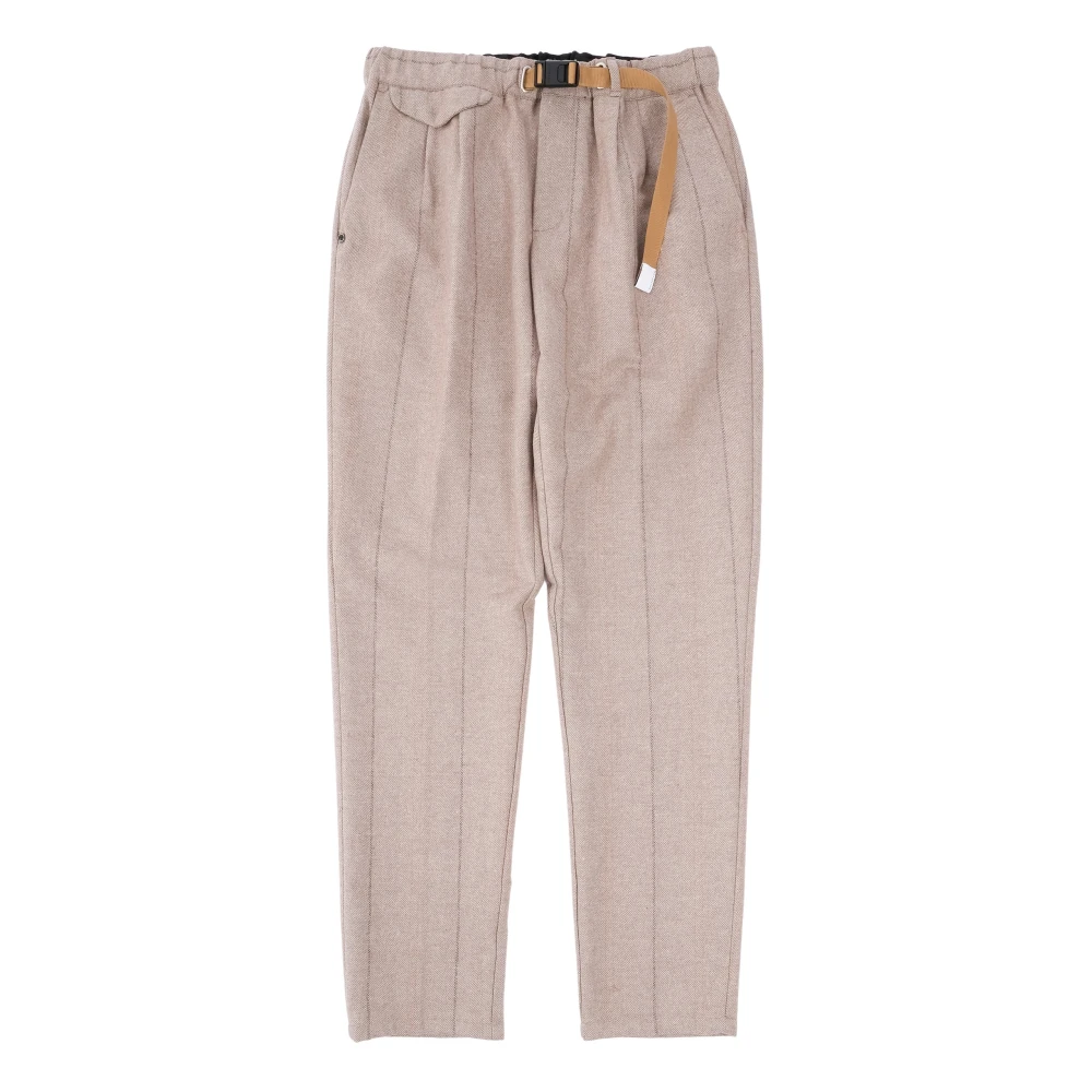 White Sand Wol Herringbone Broek Beige Heren