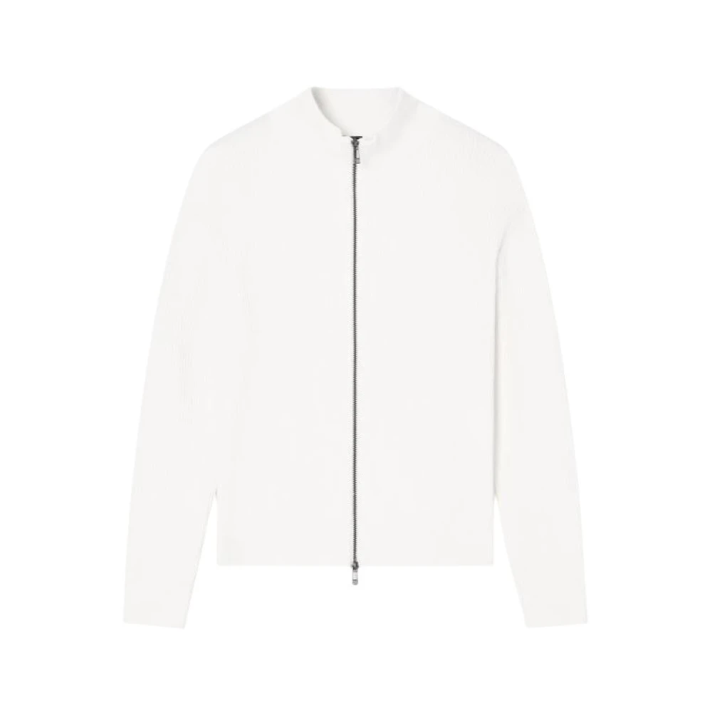 Armani Exchange Men's White Full Zip Ribbed Cardigan