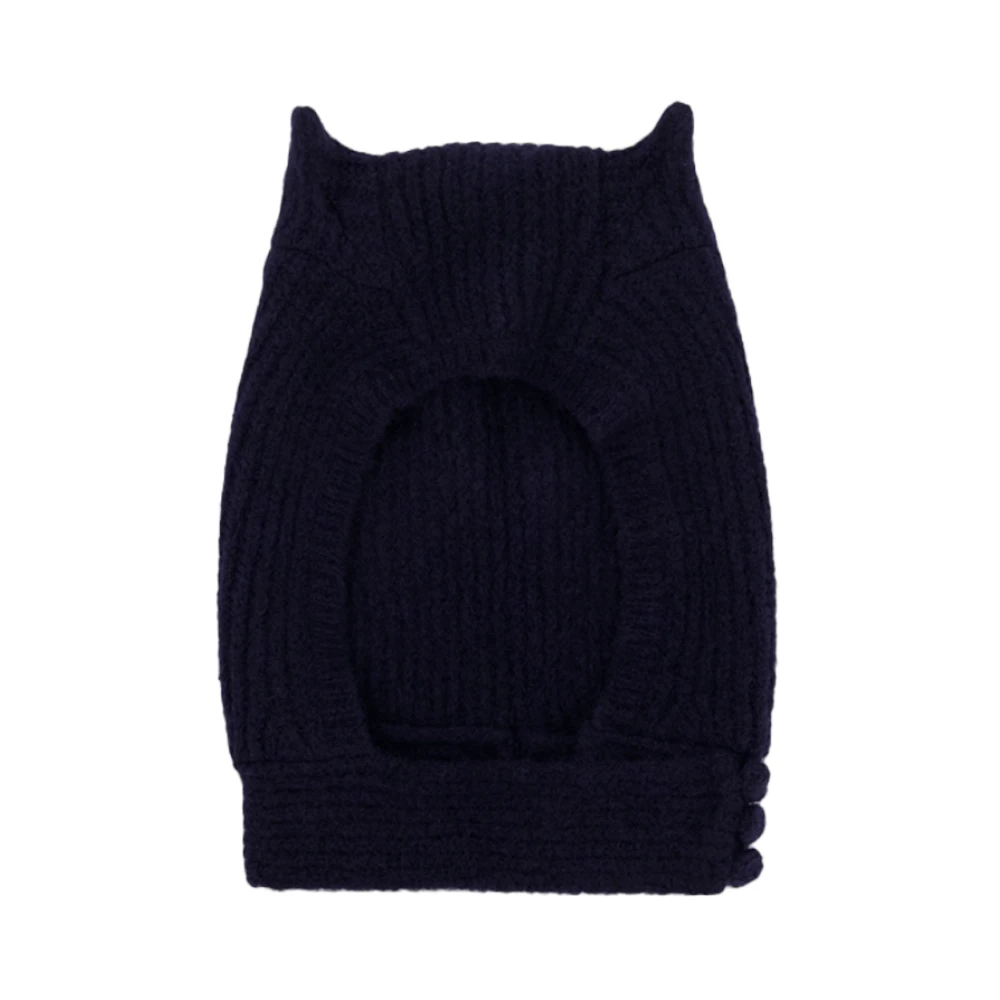 Coperni Blauwe Gebreide Hoorn Beanie Bivakmuts Blue Dames