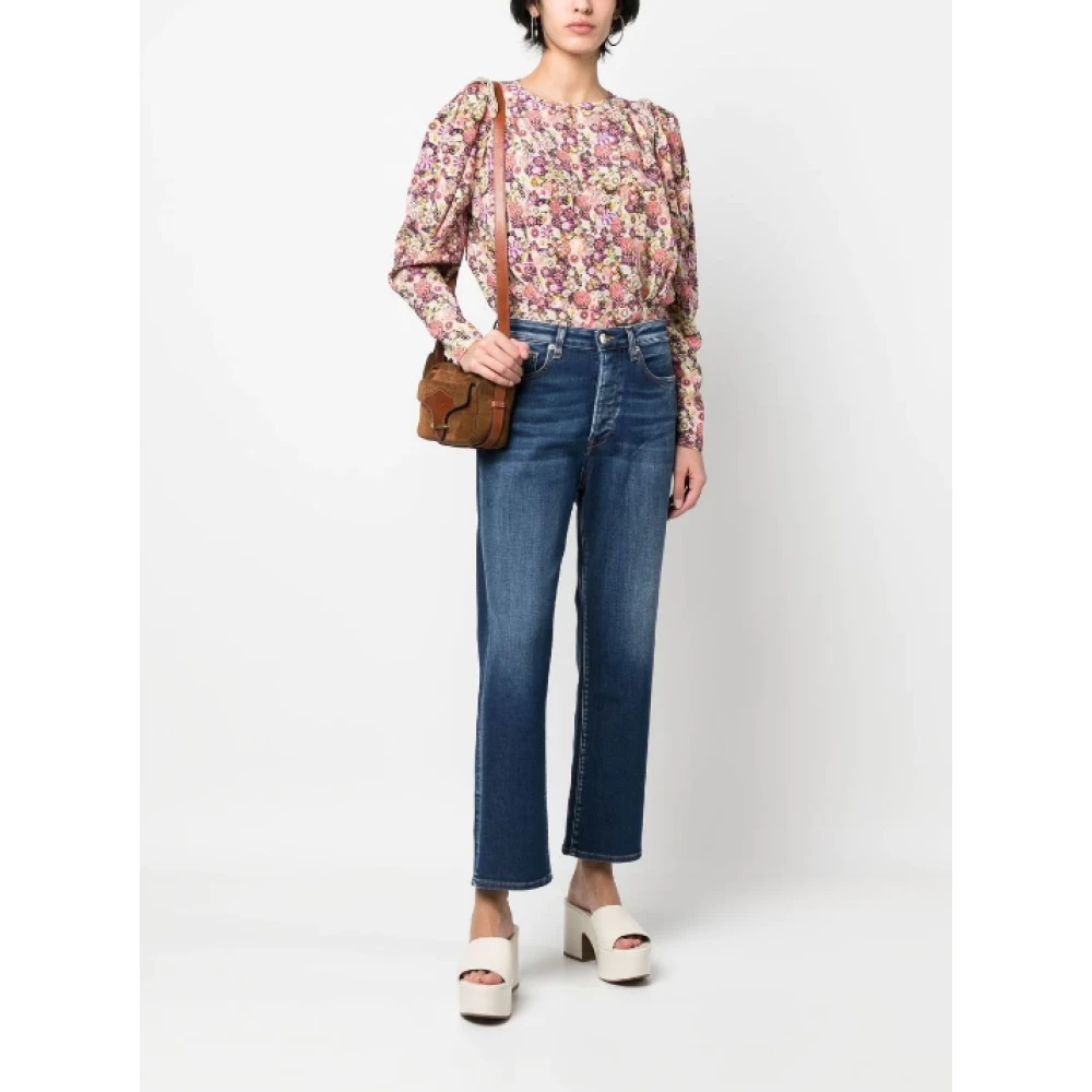 3X1 Blauwe Straight Jeans met Kreukel Effect Blue Dames