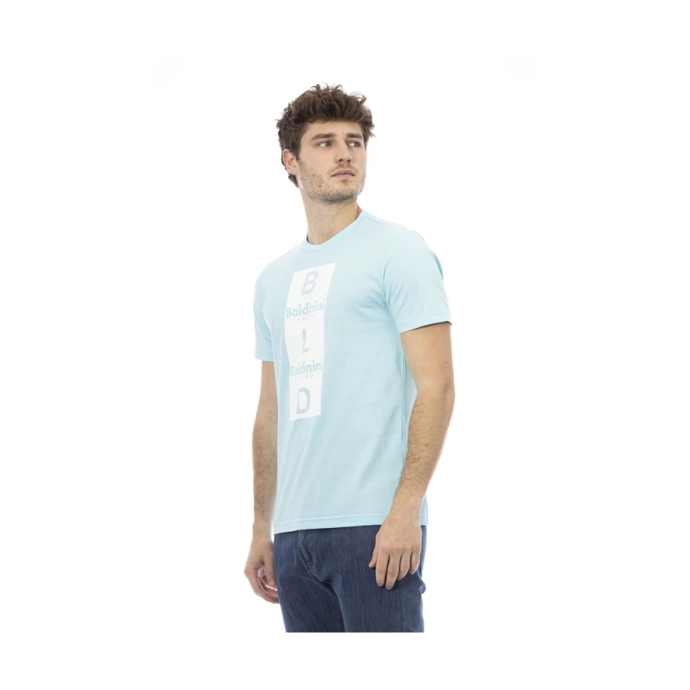 Baldinini Elegante lichtblauwe katoenen T-shirt Blue Heren