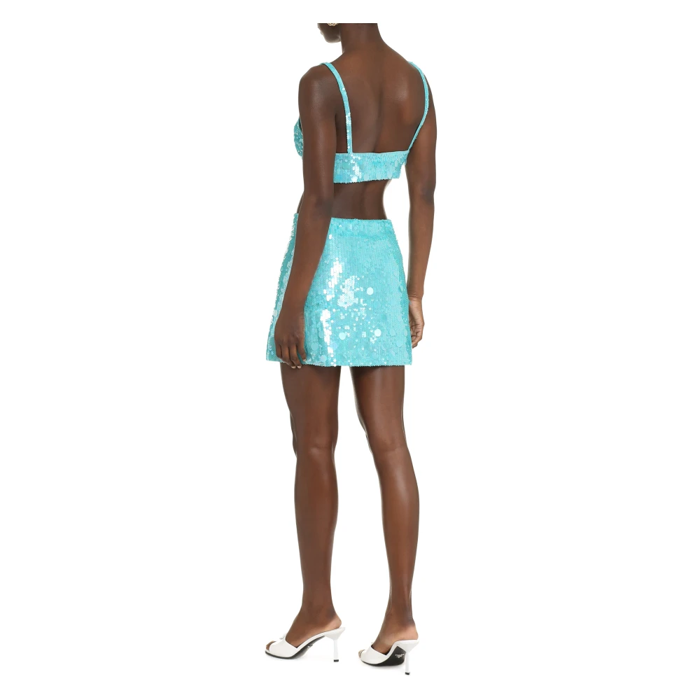 P.a.r.o.s.h. Paillettop met elastische onderkant Blue Dames