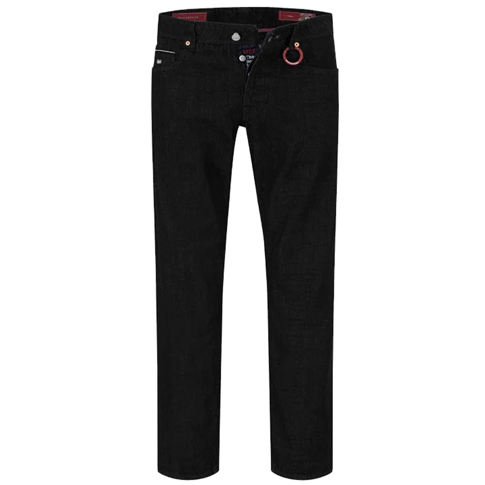 Tramarossa Zwarte katoenen jeans met witte en rode stiksels Black Heren