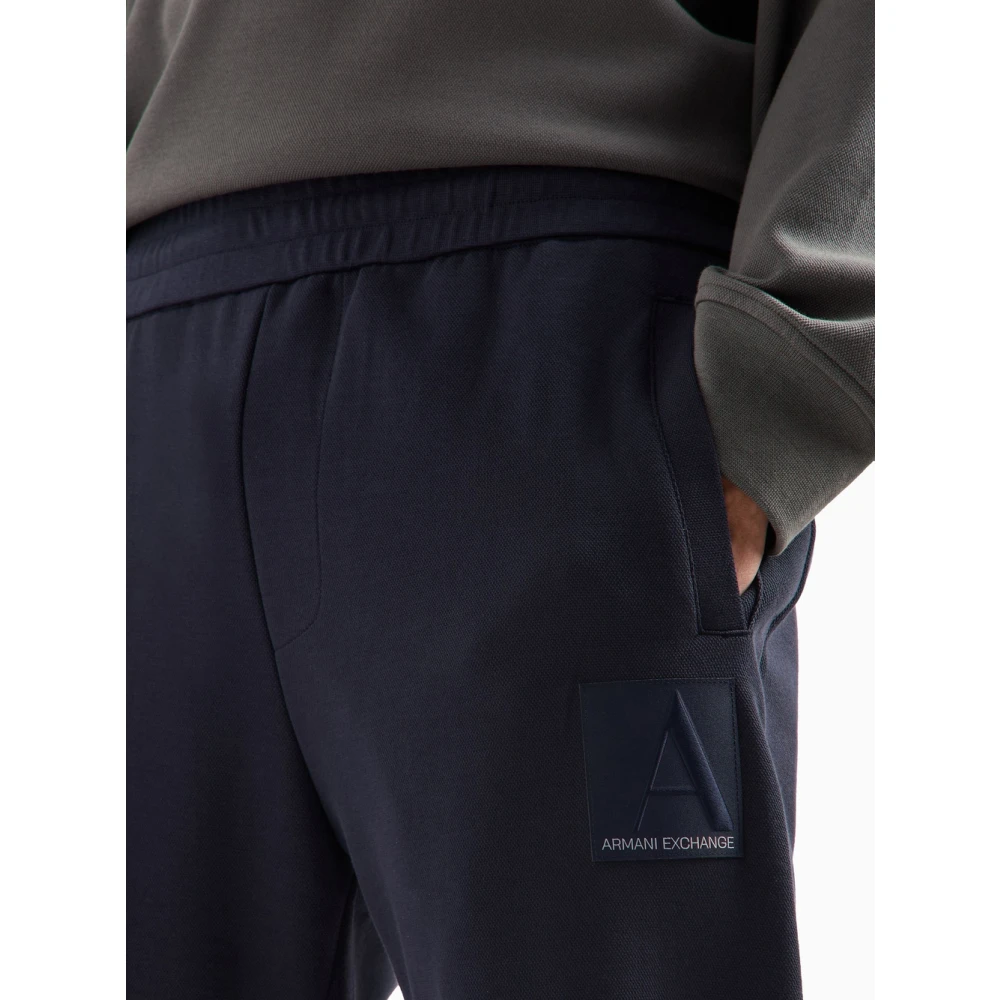 Emporio Armani Blauwe Logo Patch Sweatpants Blue Heren