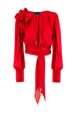 satin-ruched-blouse-with-floral-applique