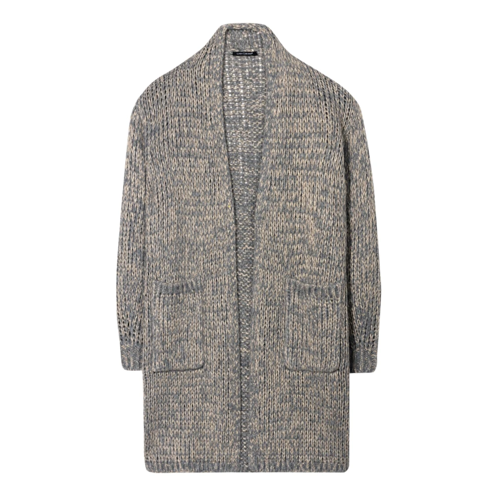 LUISA CERANO Bouclé Gebreid Vest met Shawl Kraag Gray Dames