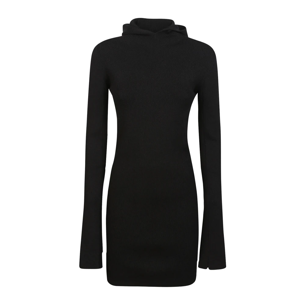 Fendi Women's Black Knitted Dresses, Xs, Hooded Mini Dress