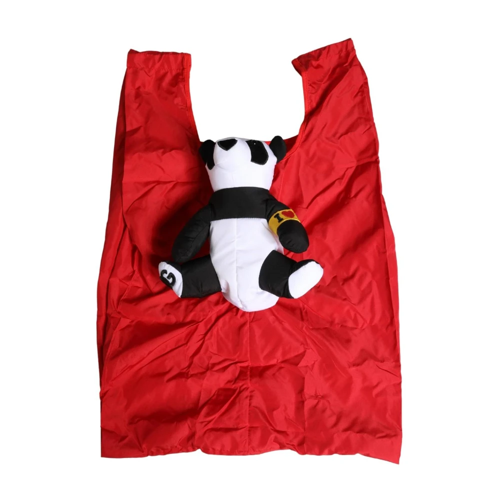 Dolce & Gabbana Men's Red Polyester Panda Stuffed Ecobag Tote Bag