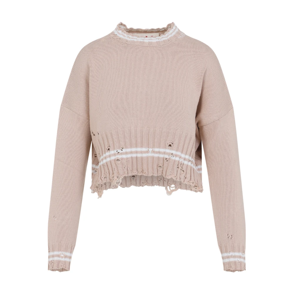 Marni Women's Beige Round-Neck Knitwear, Xs, Casual Roundneck Jumper