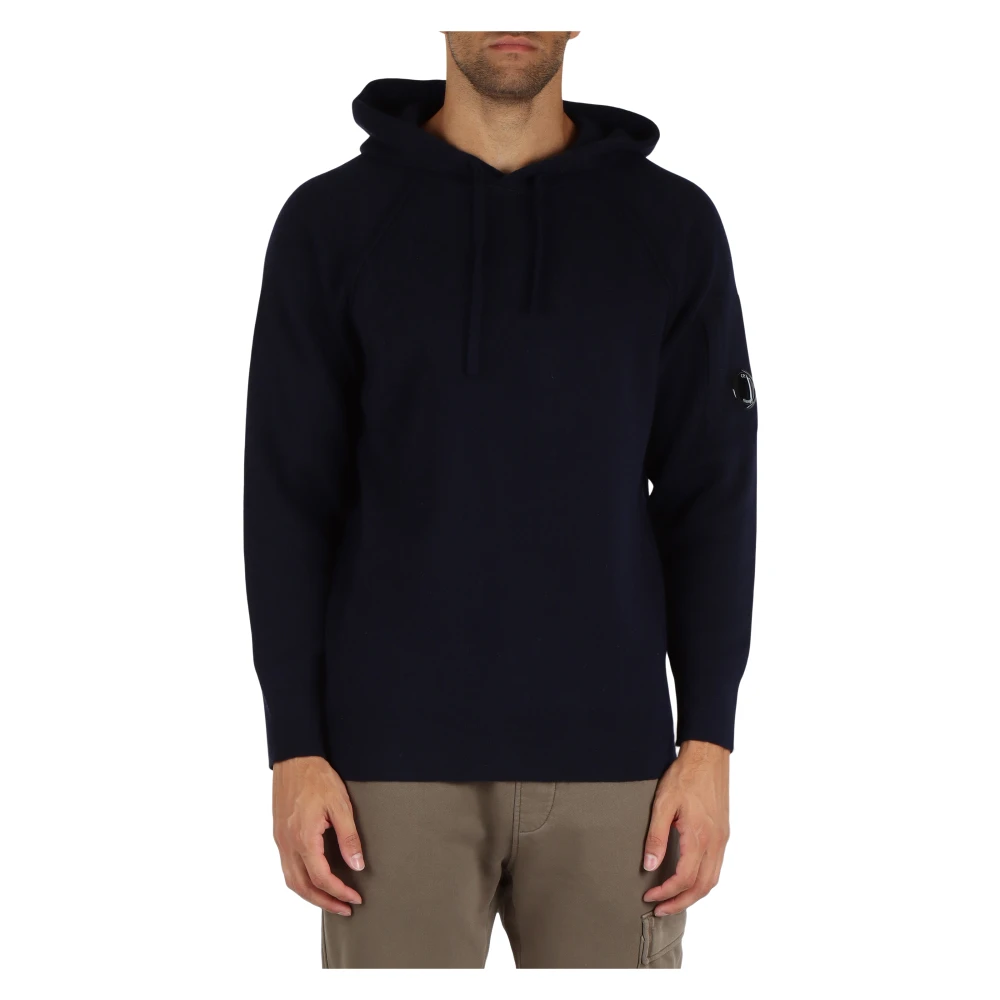 C.P. Company Wollen Hoodie met Mouwzak Blue Heren