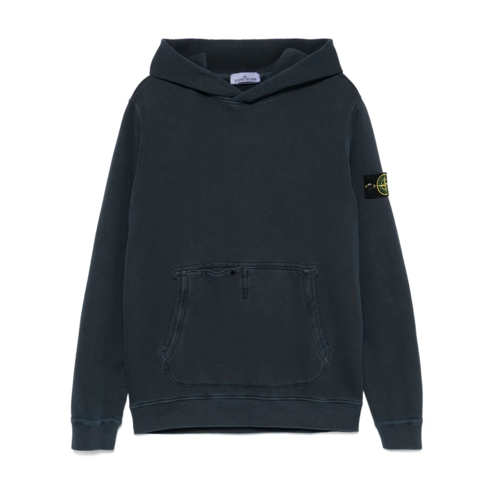 Stone Island Blauwe Jersey Sweater met Capuchon Blue Heren