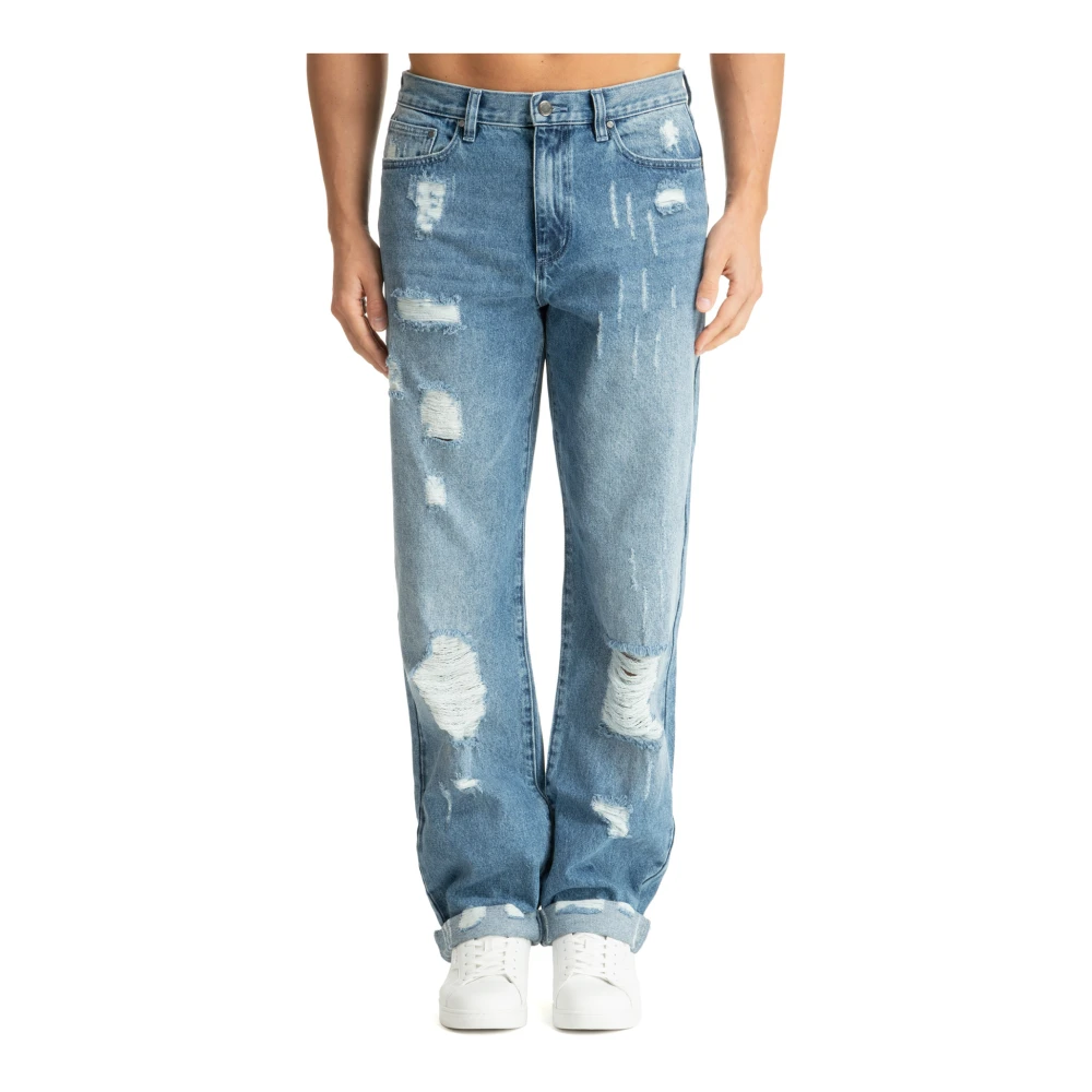 Michael Kors Mid Waist Jeans met Logo Blue Heren
