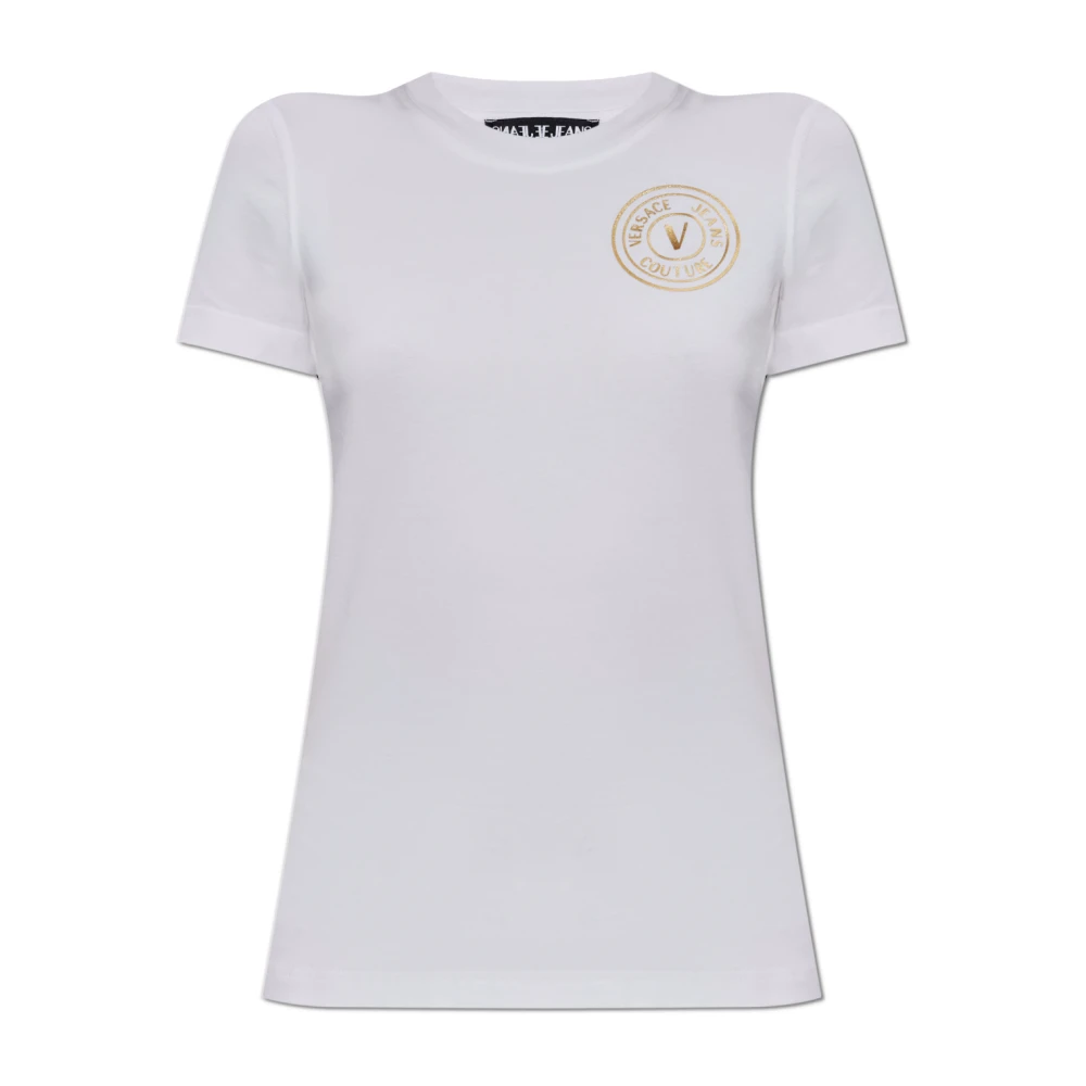 Versace Jeans Couture T-shirt met bedrukt logo White Dames
